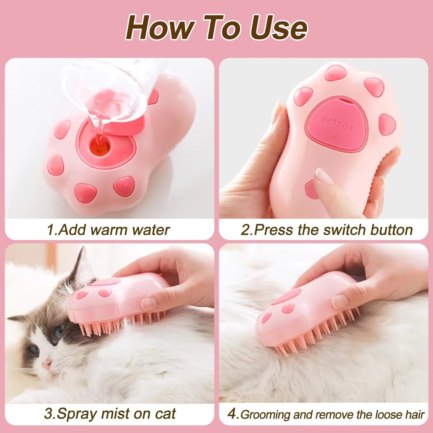 3-in-1 Electric Pet Grooming Brush